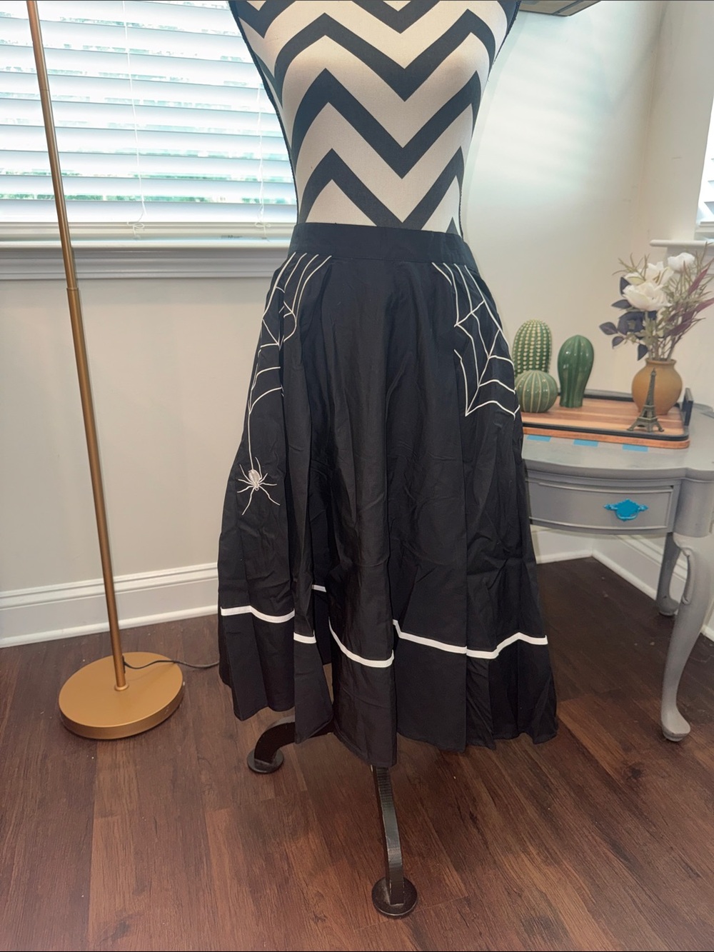 Hell Bunny Miss Muffet Spider Spiderweb Halloween 50’s Skirt - Picture 4 of 11